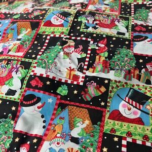 MBT Christmas Snowman Family Black Fabric by Kimberly Montgomery